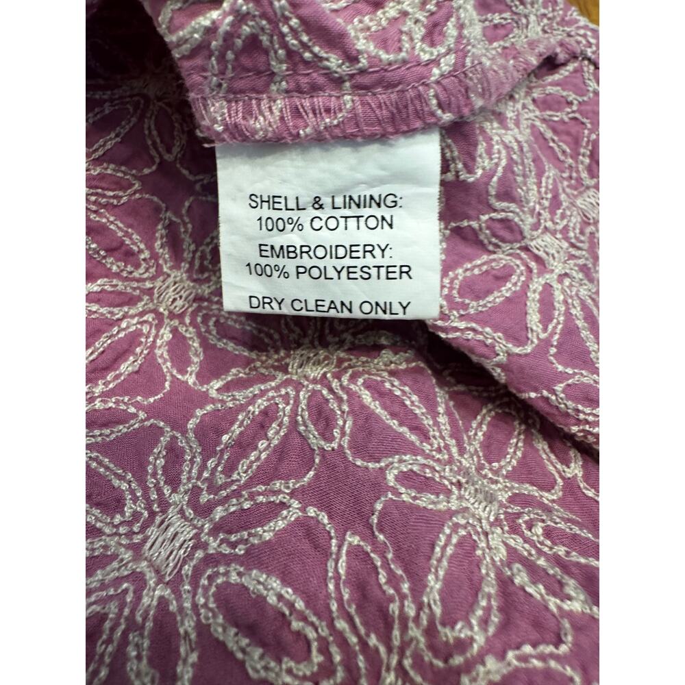 Marie Oliver Dusty Rose Embroidered Cotton Blouse Ruffle Sleeve Boho Medium - Picture 6 of 7